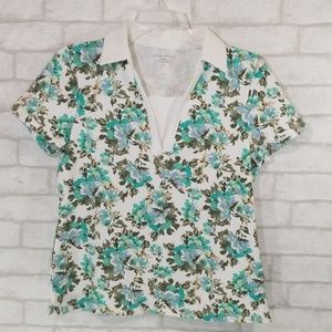 Laura Scott floral polo size Small petite